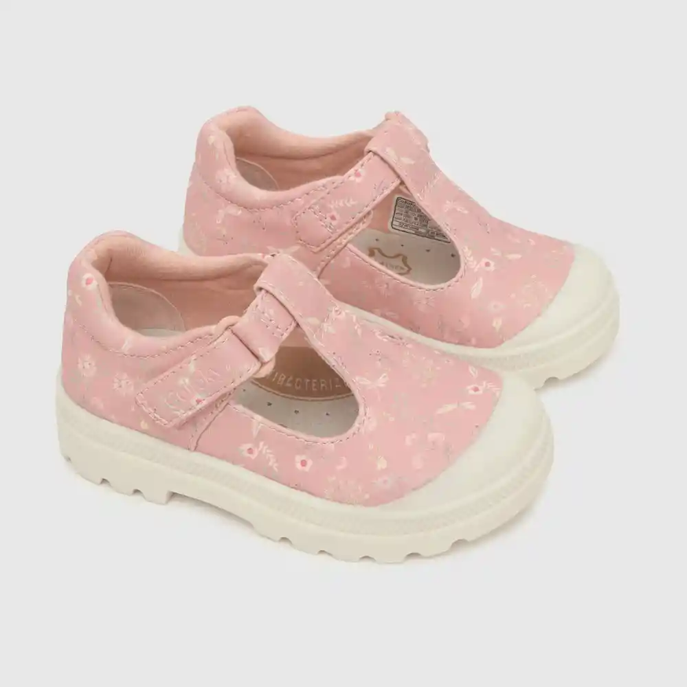 Zapatillas Reina Velcro Estampada Rosado Talla 21