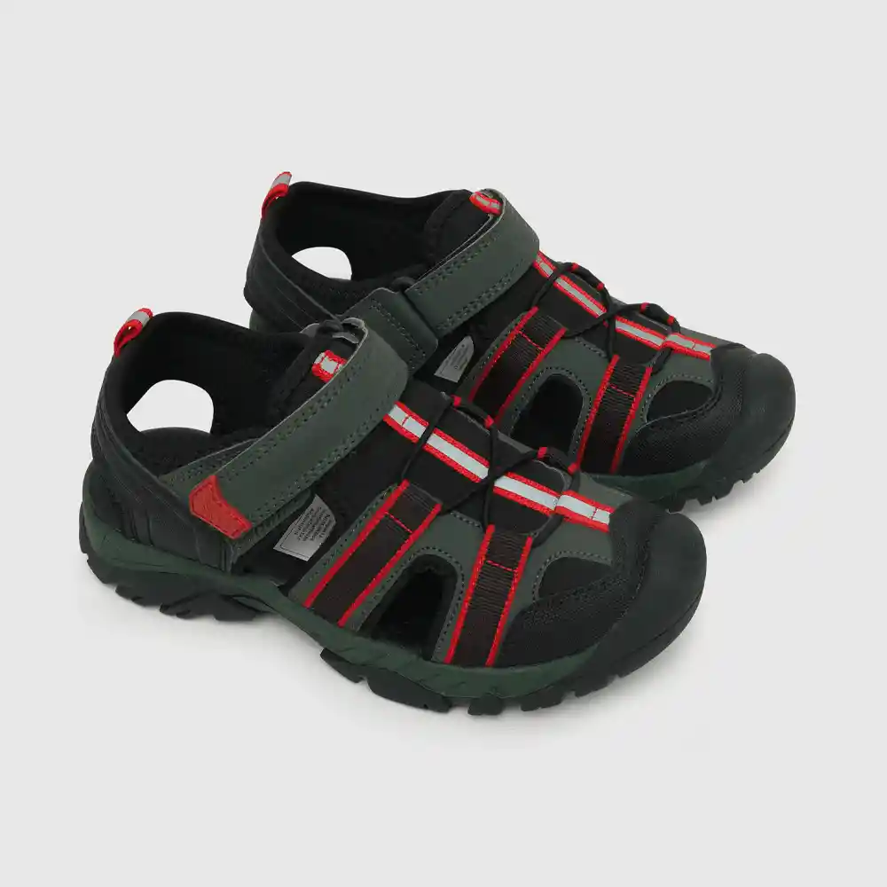 Sandalias Velcro Elástico De Niño Verde Talla 32