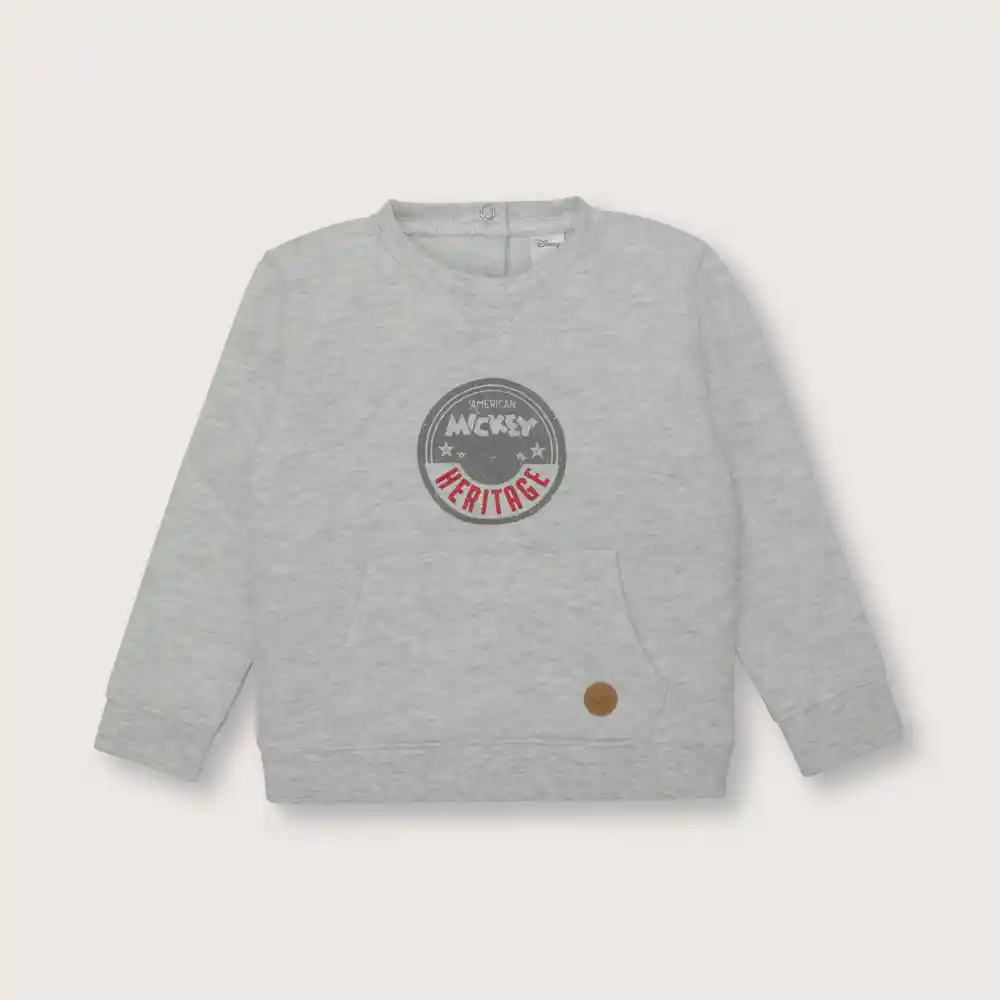 Poleron Disney Mickey Niño Gris Talla 9m