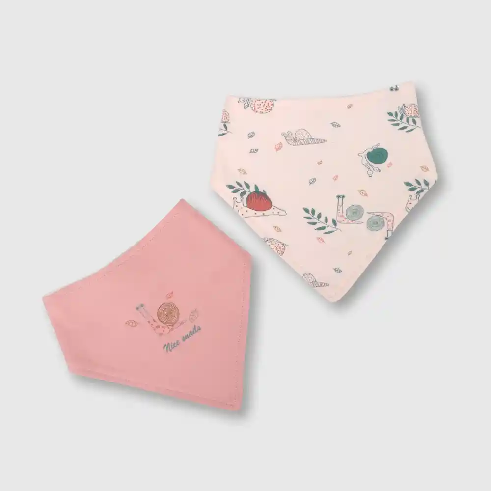 Pack Babero Bandana Caracol Bebé Niña Rosado Talla Tu