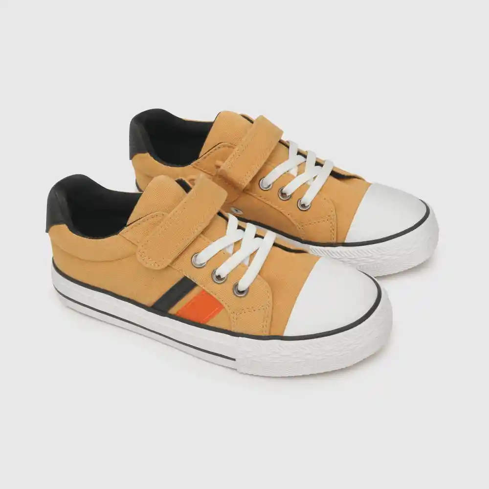Zapatillas Velcro Elástico Lona Niño Amarillo Talla 35