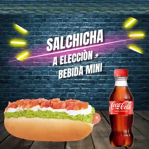 1 Salchicha a elección + bebida mini