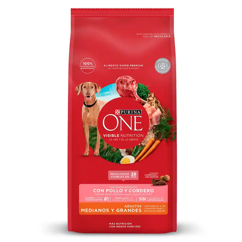 One Alimento para Perro Adulto Mediano y Grande Sabor Pollo y Cordero