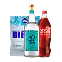 3R Pisco Transparente + Coca-Cola Gaseosa + Hielo Líquidos