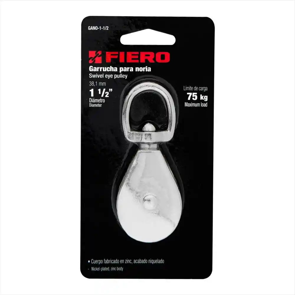 Fiero Polea Acabado Niquelado 1.1/2 Pulgada / 75 Kg