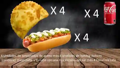 4 Empanadas Fritas de Queso y 4 Bebidas