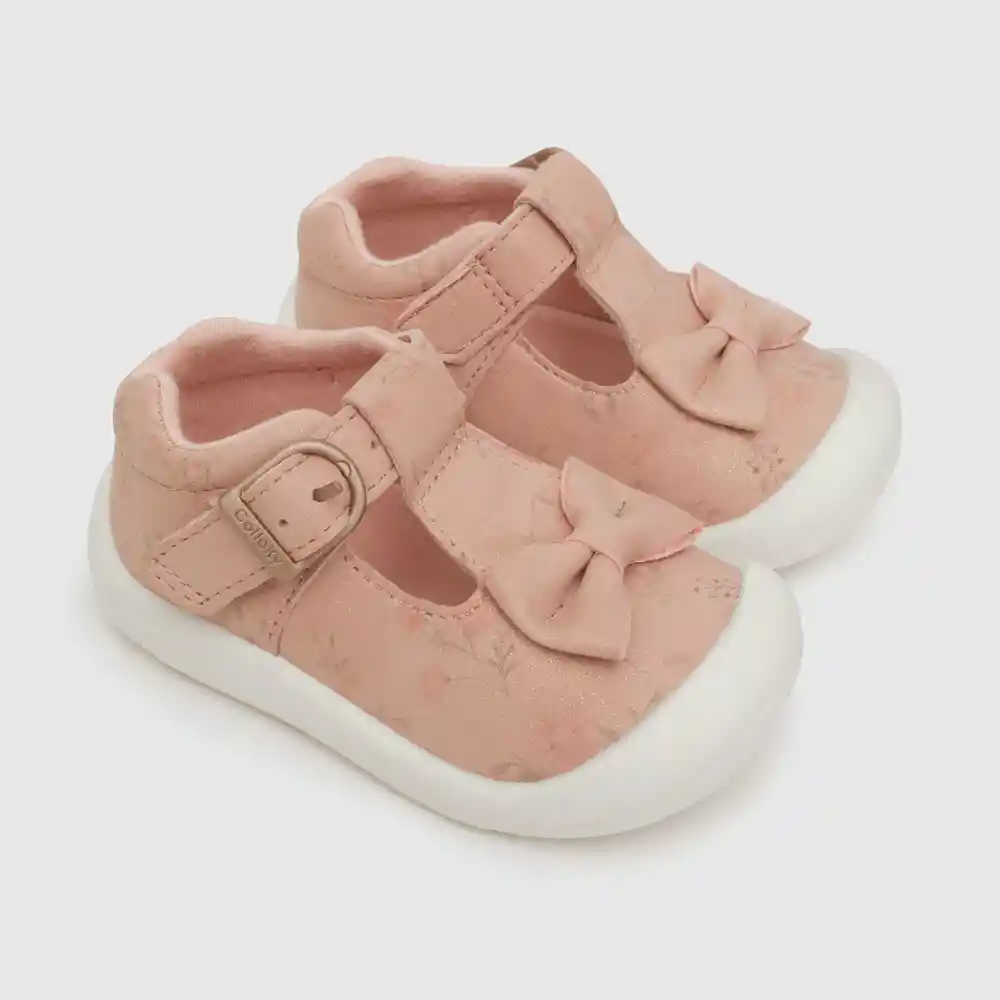 Zapatos Hebilla Y Aplicación Cinta Niña Rosado Talla 19