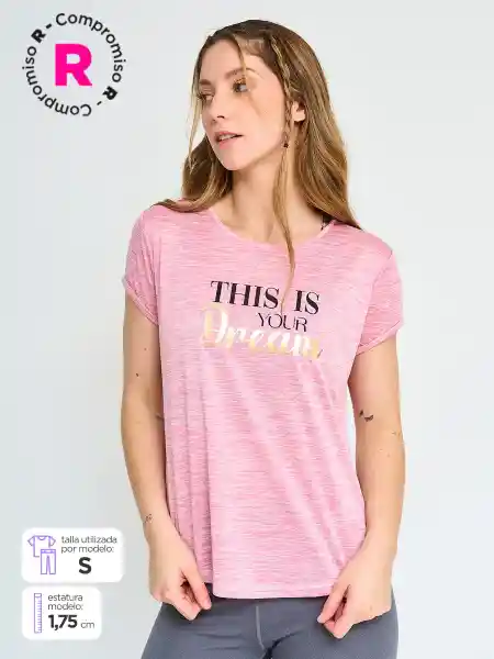 Revup Polera Manga Corta Mela Print Rosa M Q4