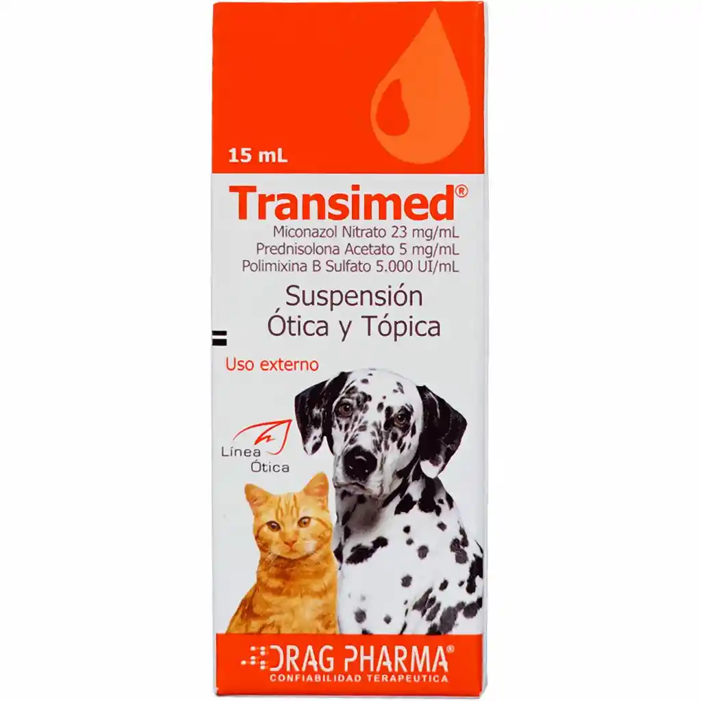 Drag Pharma Transimed Suspensión Ótica y Tópica para Perros y Gatos