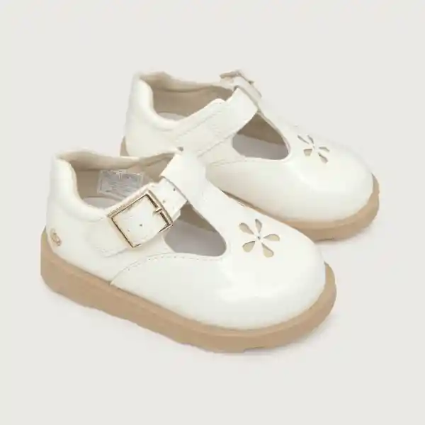 Zapatos Reina de Vestir Charol Flor Niña Blanco Talla 25 Opaline