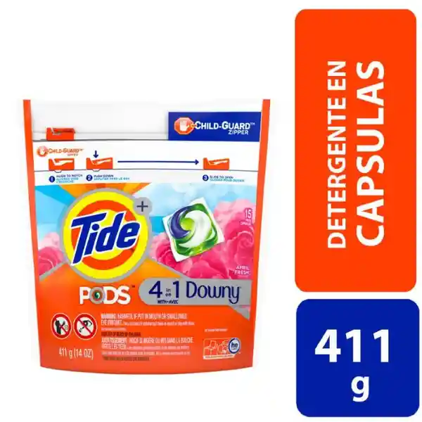 Downy Detergente De Ropa Concentrado Con Cápsulas 4 En 1 411 G