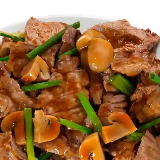 Carne Champiñones con Arroz