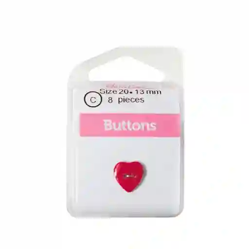 Botón Plástico Corazón Rojo 13mm 8 Unidades Hb01820.17 13mm 8 Un