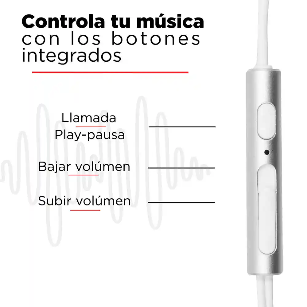 Miniso Audífonos De Cable 1318 Plateado 11m