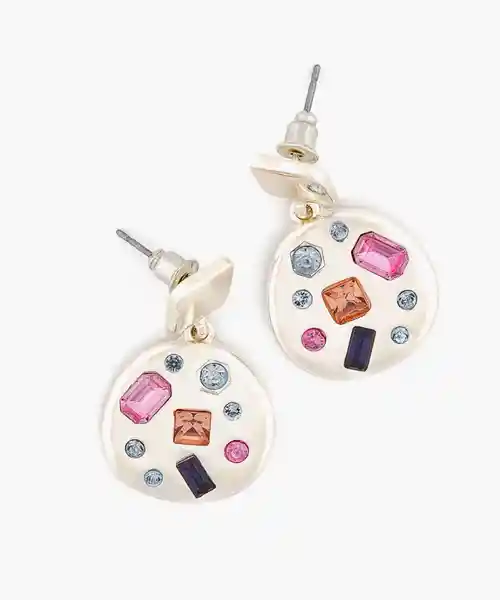 Aros Moneda Con Brillantes Color Plateado