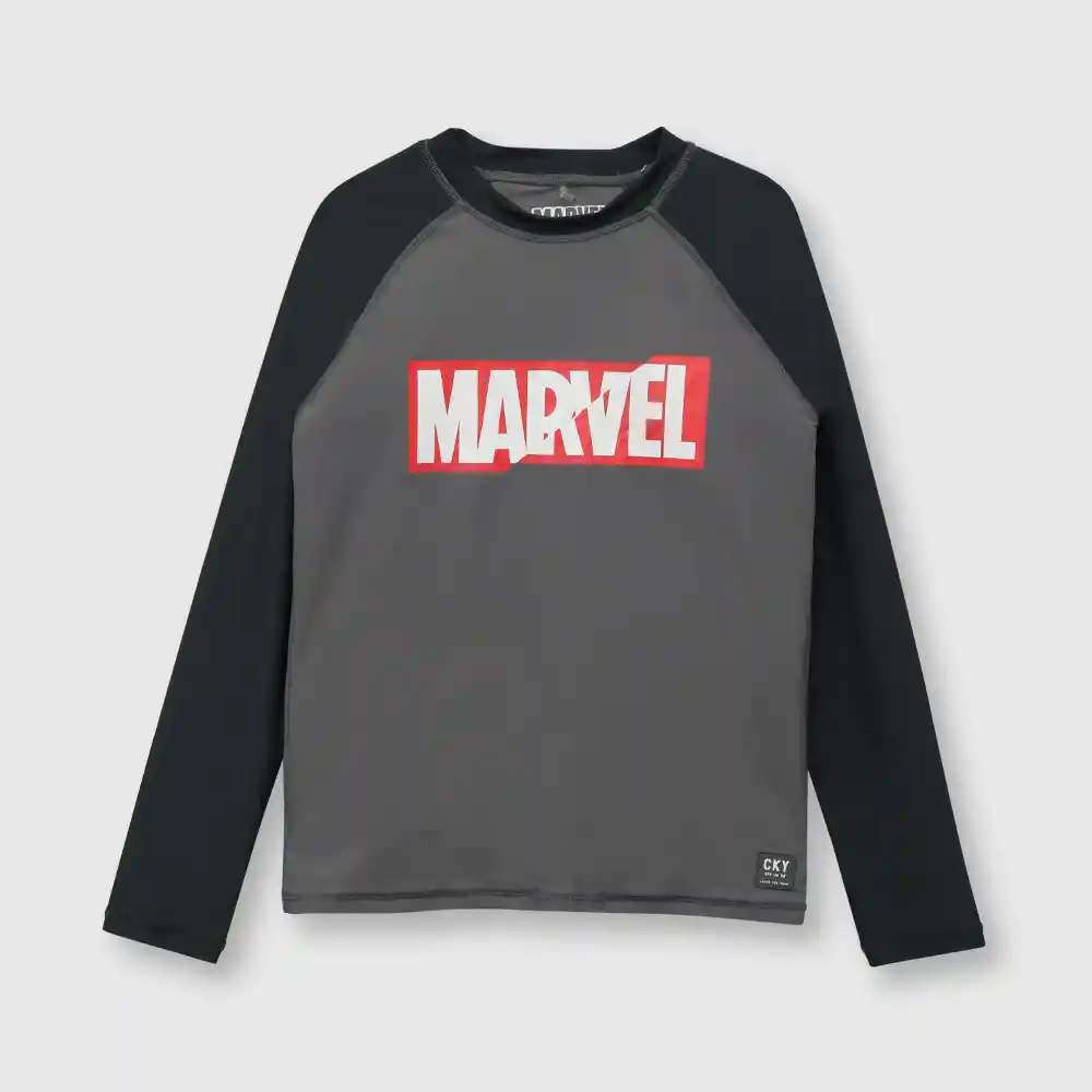 Polera Playa De Marvel Filtro Uv Niño Gris Talla 6a