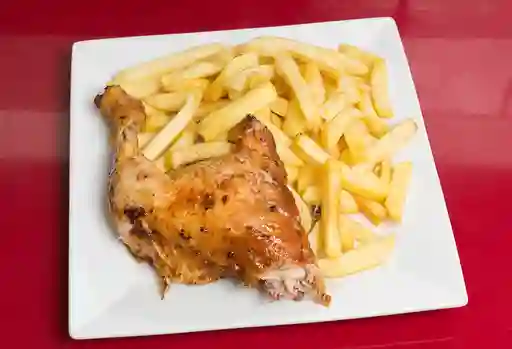 1/4 de Pollo Asado con Papas Fritas