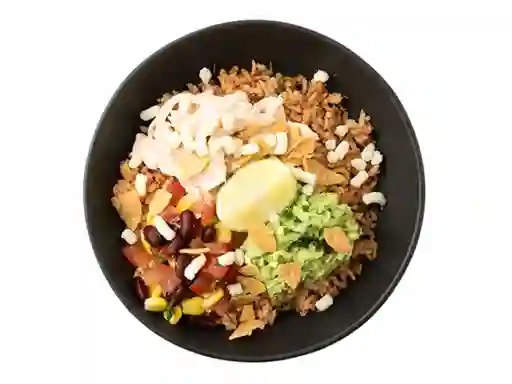 Chicken Taco Bowl Con Guacamole Y  Tortilla Chips