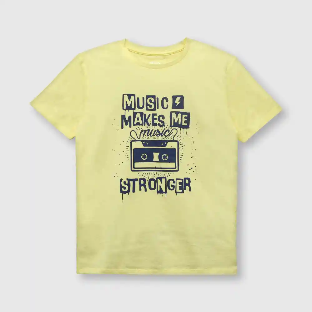 Polera Estampado Hojas De Niño Amarillo Talla 12a