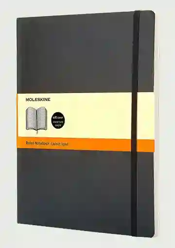 Cuaderno Clásico / Xl / Negro / De Rayas / Tapa Blanda