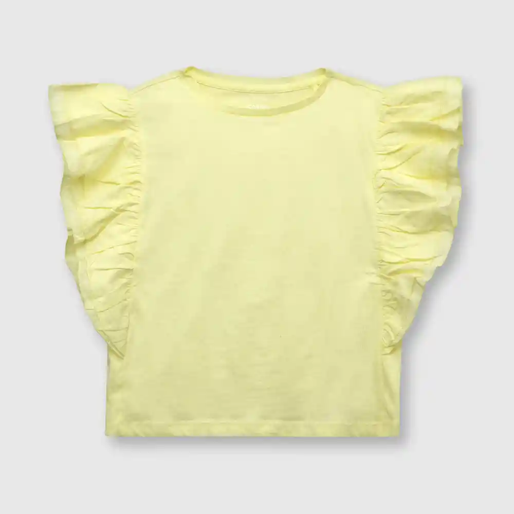 Polera Vuelos De Niña Amarilla Talla 2a