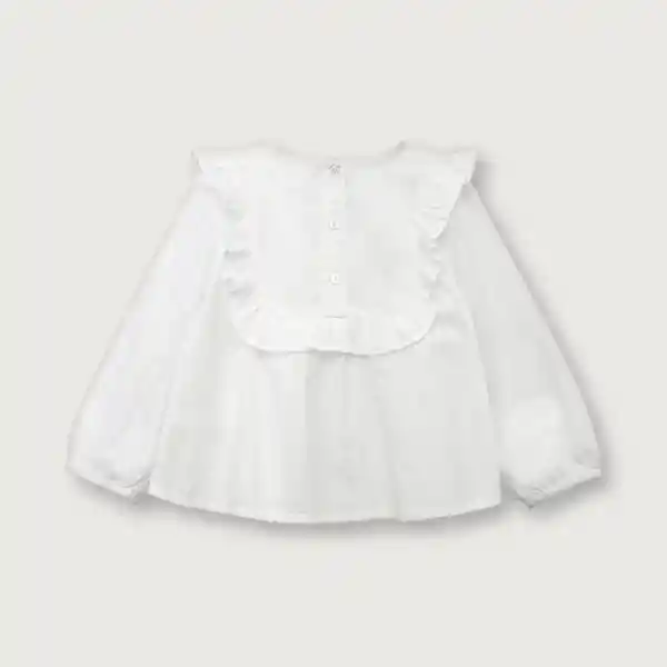 Blusa Con Cuello de Niña Blanco Talla 6M Opaline