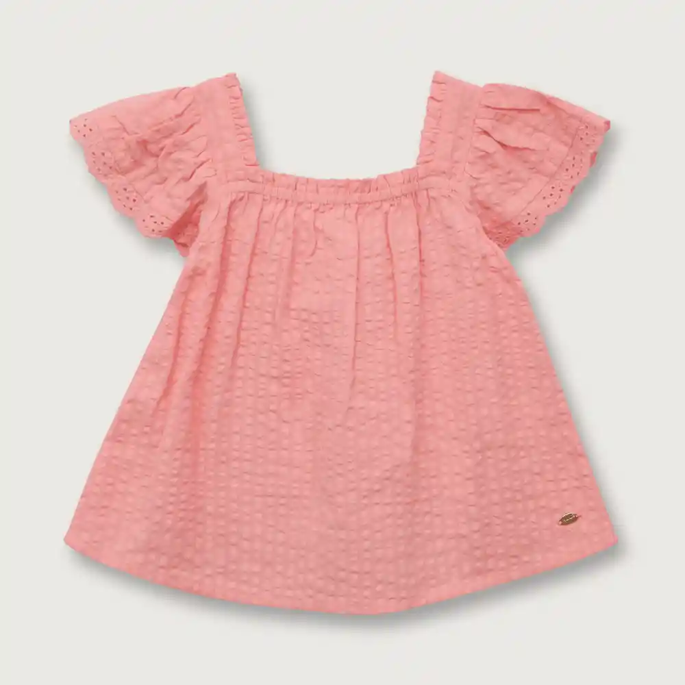 Blusa Popelina Texturada Niño Rosado Talla 6 Meses