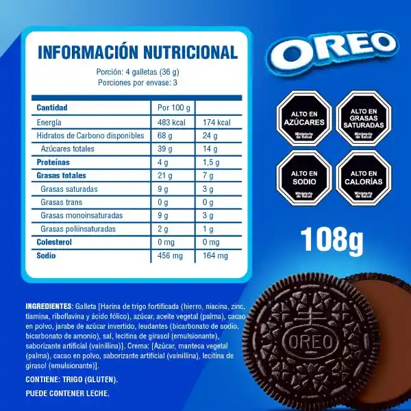 Oreo Galleta Doble de Chocolate con Relleno Sabor a Chocolate