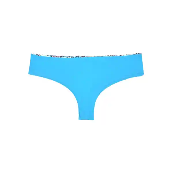 Bikini Calzón Tanga Reversible Tiro Alto Estampado Turquesa T. L Samia