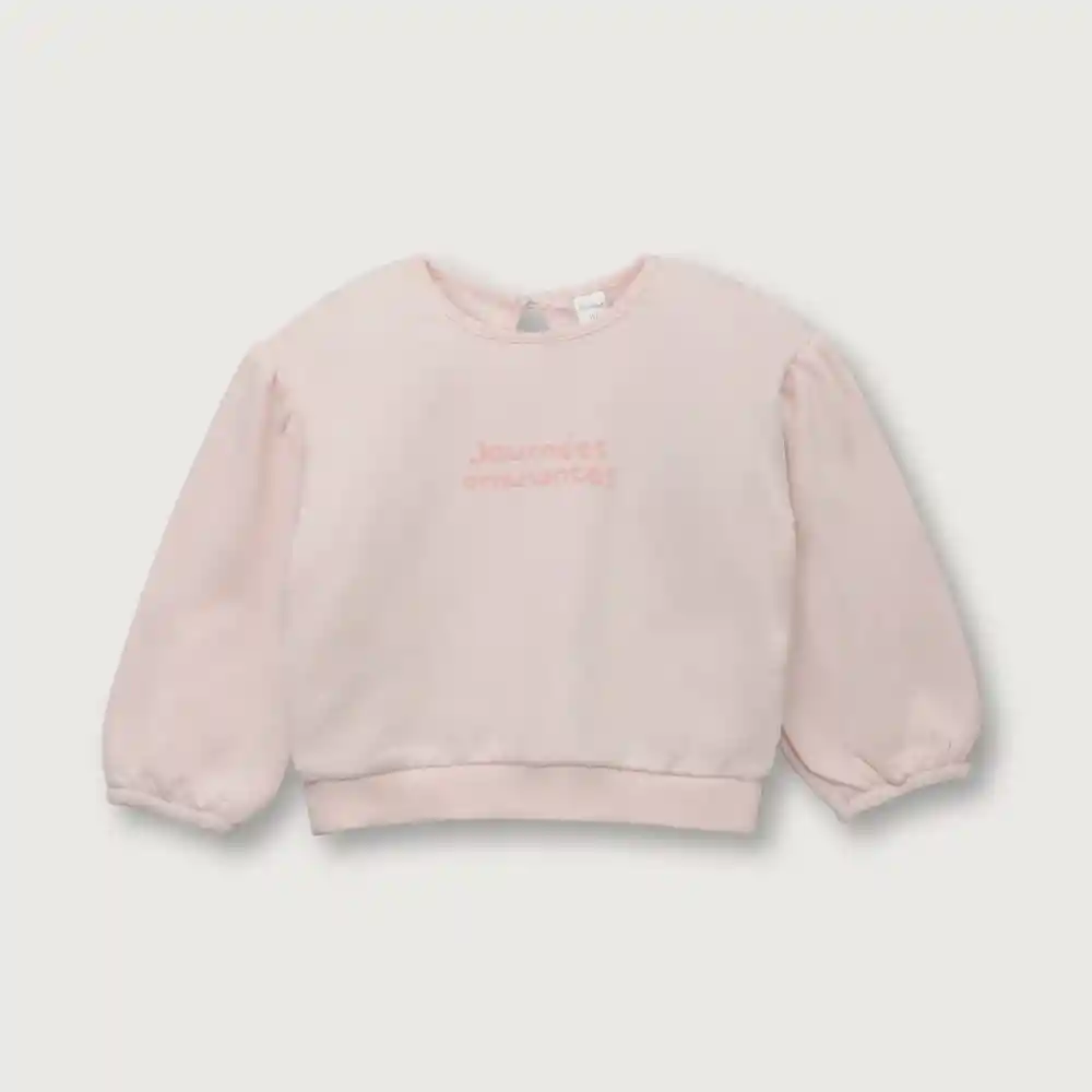 Poleron Manga Globo De Niña Rosado Talla 6m