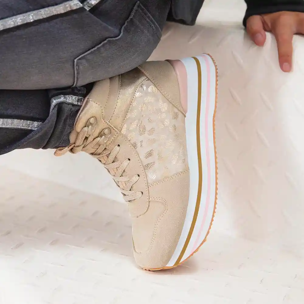 Botín Tipo Jogging Animal Print Beige T. 31