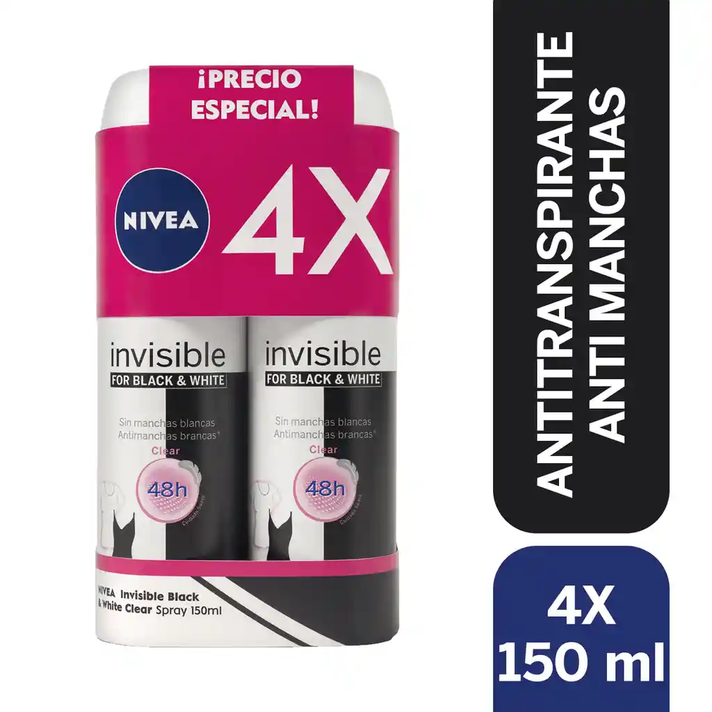 Nivea Desodorante en Spray Invisible Black & White Clear