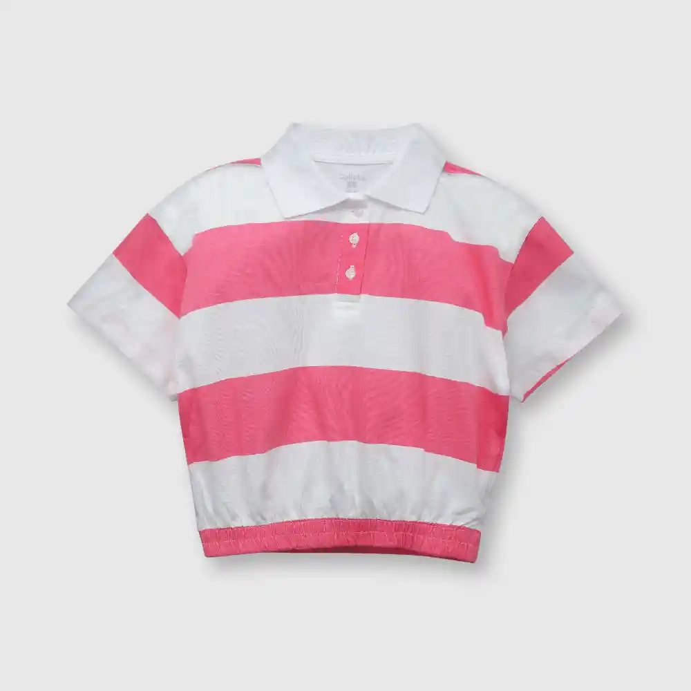 Polera Listada Para Niña Rosada Talla 3a