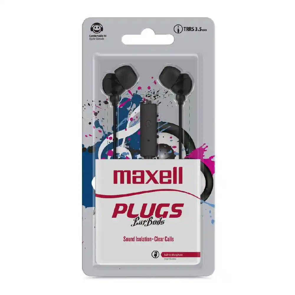 Maxell Audífonos Plugs C/micrófono In-mic Negro
