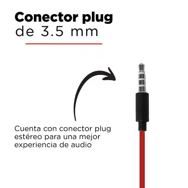 Miniso Audífonos de Cable Clásico Rojo