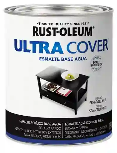 Rust Oleum Esmalte al Agua Ultra Cover Negro Semibrillo