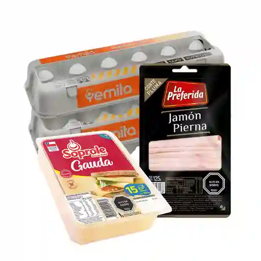 Combo la Preferida Jamon de Pierna Corte Pluma Soprole Queso Gau