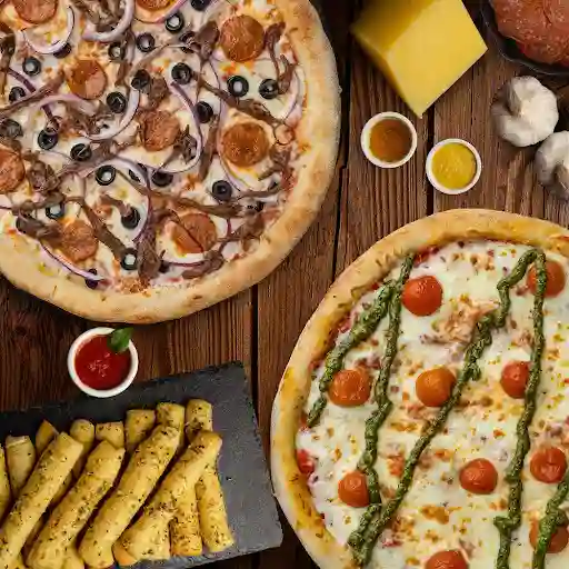 Combo 2 Pizzas & Acompañamiento.