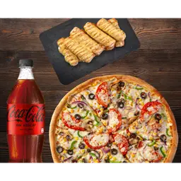 Pizza Mediana+palitos Snack Size +Bebida