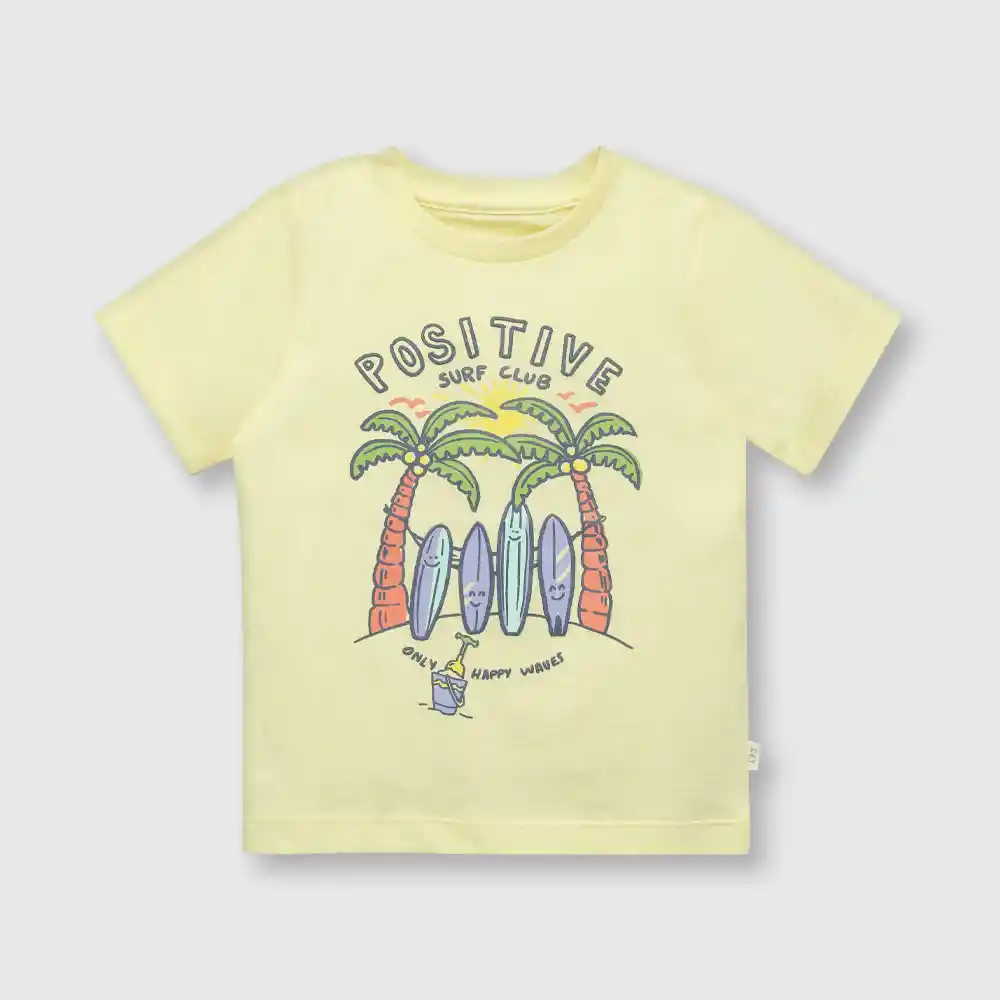 Polera Palmeras De Bebé Niño Amarilla Talla 36m