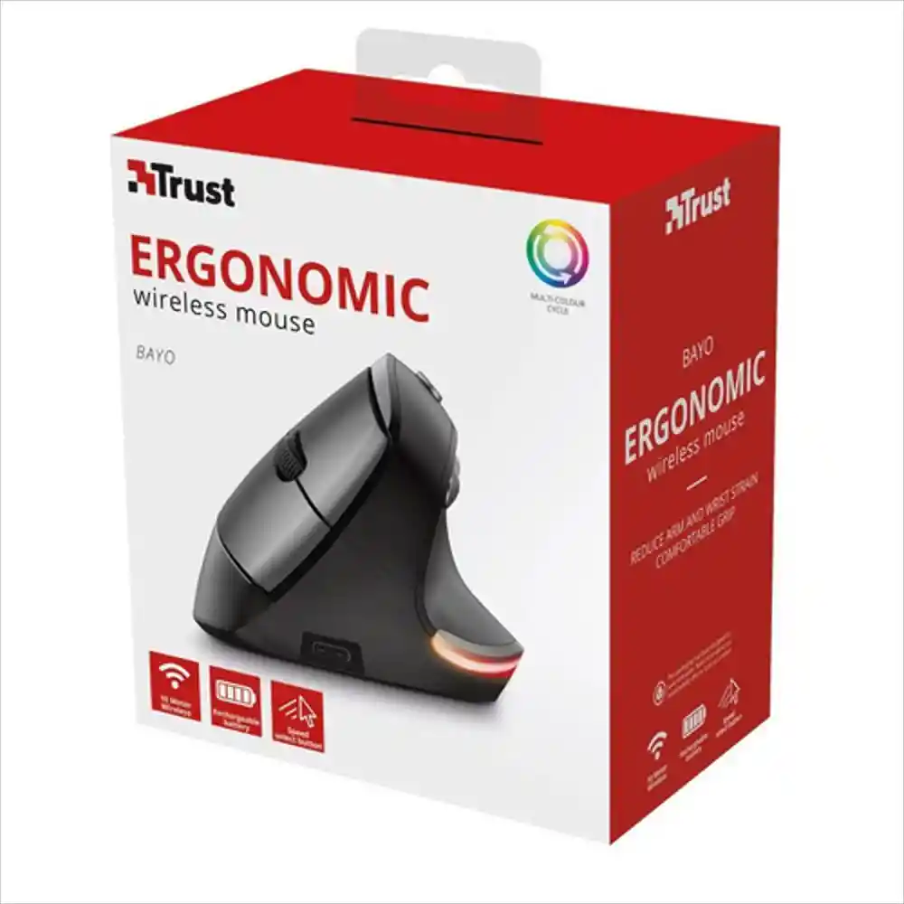 Trust 24110 Mouse Ergonomico Wireless Bayo Recargable Usb-c