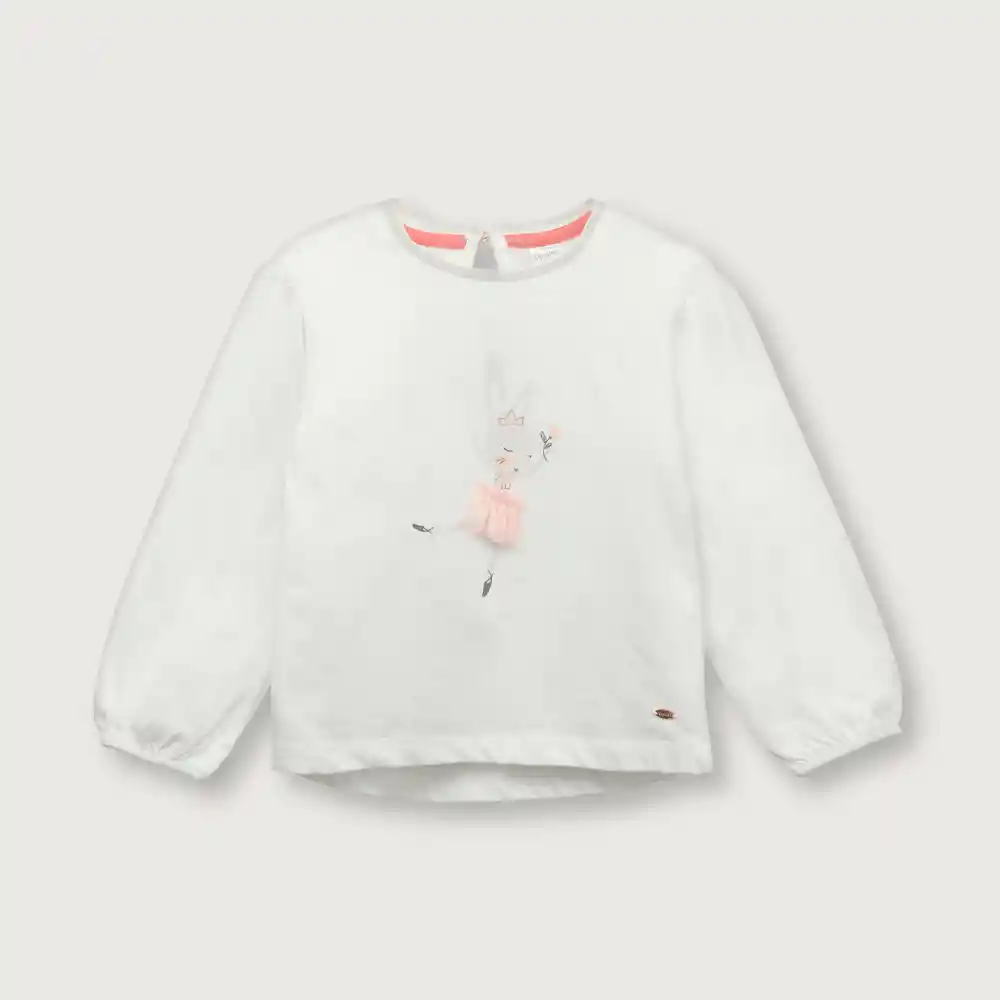Polera Conejita Bailarina Para Niña Blanca Talla 4A Opaline