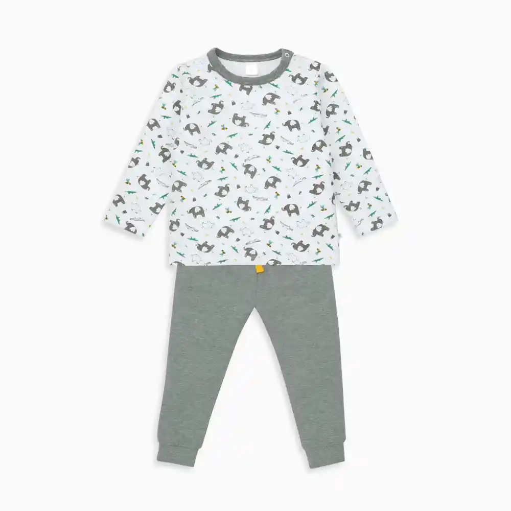 Pijama Estampado De Niña Gris Talla 3a