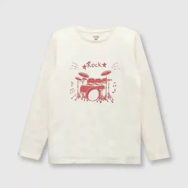 Polera de Niño Estampada Off White Talla 8A Colloky