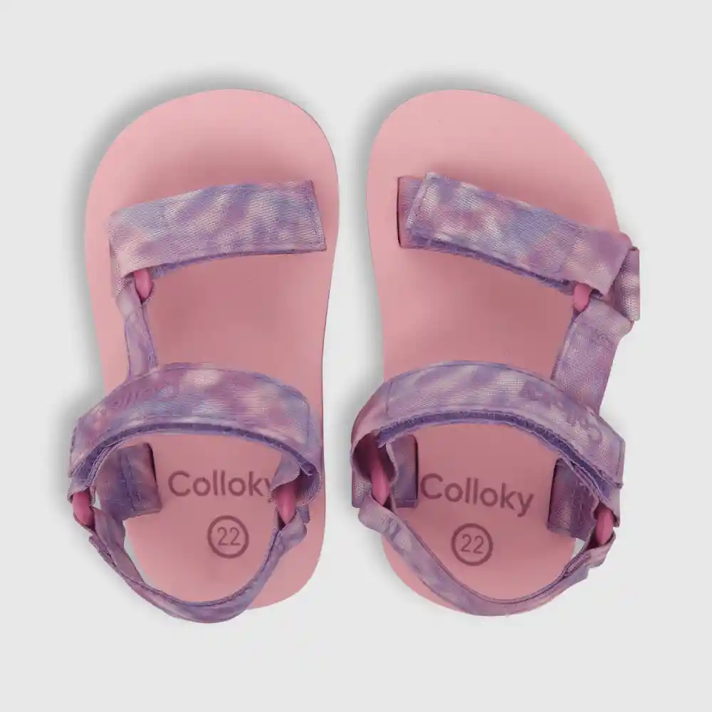 Sandalias Aqua Tie Dye De Niña Morado Pastel Talla 27