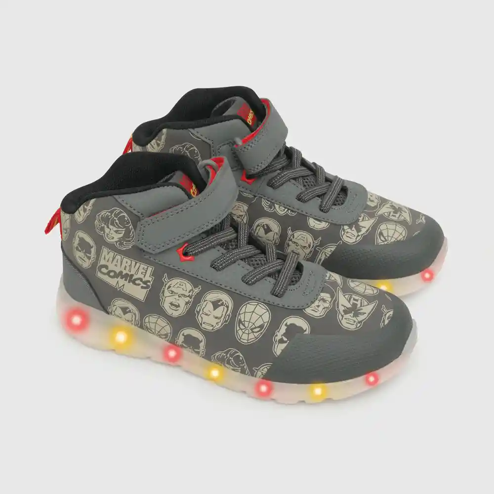 Zapatillas Luces Glow Marvel Gris Talla 30