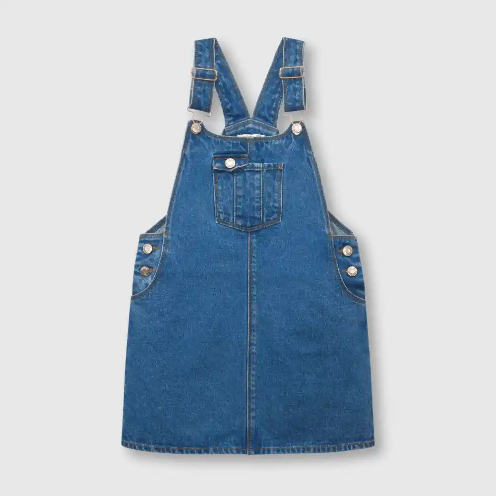 Vestido Jardinera De Niña Azul Talla 12 Años