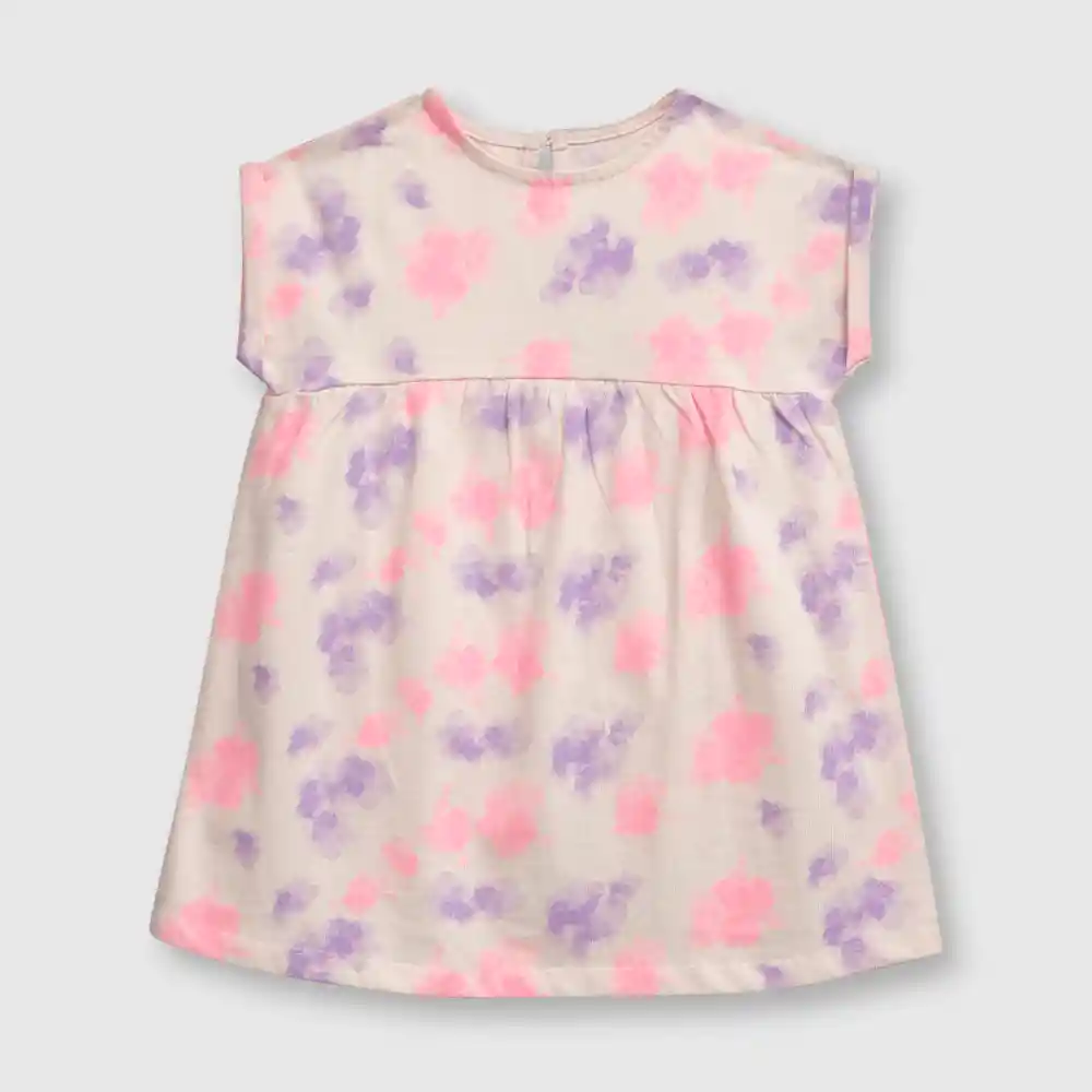 Vestido Estampado De Bebé Niña Rosado Claro Talla 12/18m
