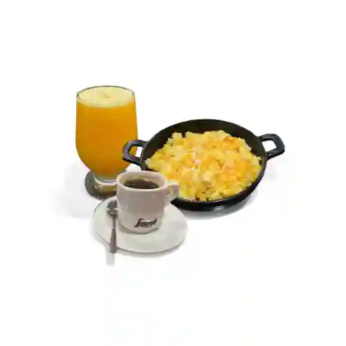 Desayuno Paila de Huevos, Café y Jugo