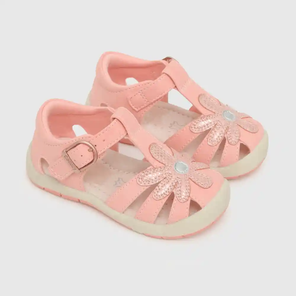 Sandalias Hebilla Flor Rojo Talla 24